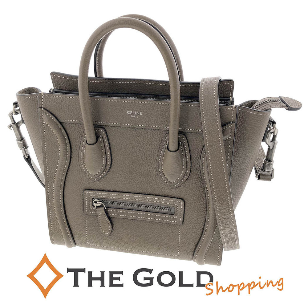 Celine Luggage Shopper Shoulder Bag Drummed Calfskin Black